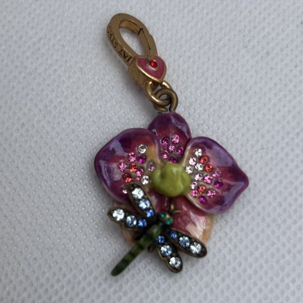 JAY STRONGWATER Orchid Dalia Dragonfly Charm SWAROVSKI CRYSTALS NEW NO Box